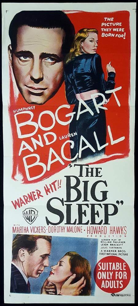 THE BIG SLEEP Original Daybill Movie Poster Humphrey Bogart Lauren Bacall Raymond Chandler