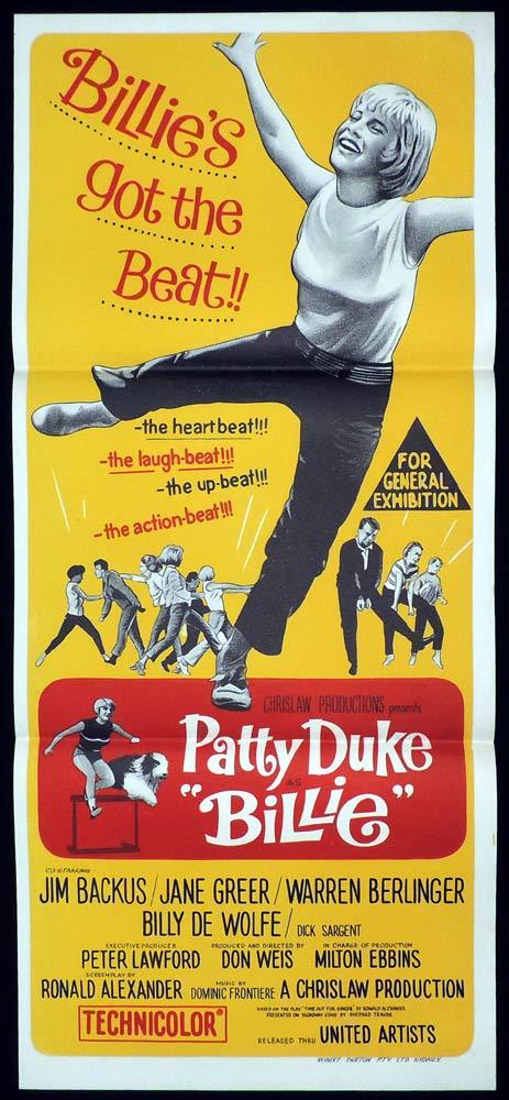 BILLIE Original Daybill Movie poster PATTY DUKE Jim Backus