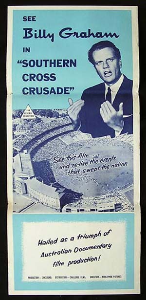 BILLY GRAHAM Original Daybill Movie Poster Australian Tour 1959