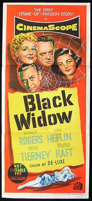 BLACK WIDOW Daybill Movie Poster Gene Tierney Ginger Rogers