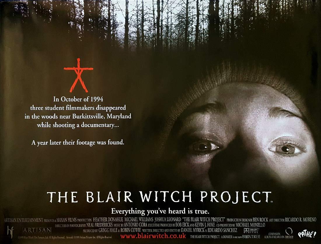 THE BLAIR WITCH PROJECT British Quad Movie poster Heather Donahue Horror