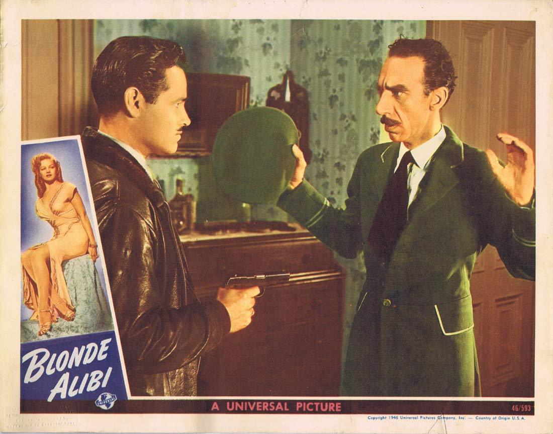 BLONDE ALIBI Original Lobby card 2 Tom Neal Film Noir 1946