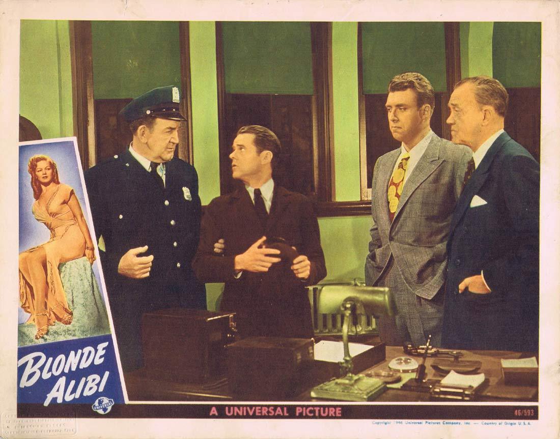 BLONDE ALIBI Original Lobby card 3 Tom Neal Film Noir 1946