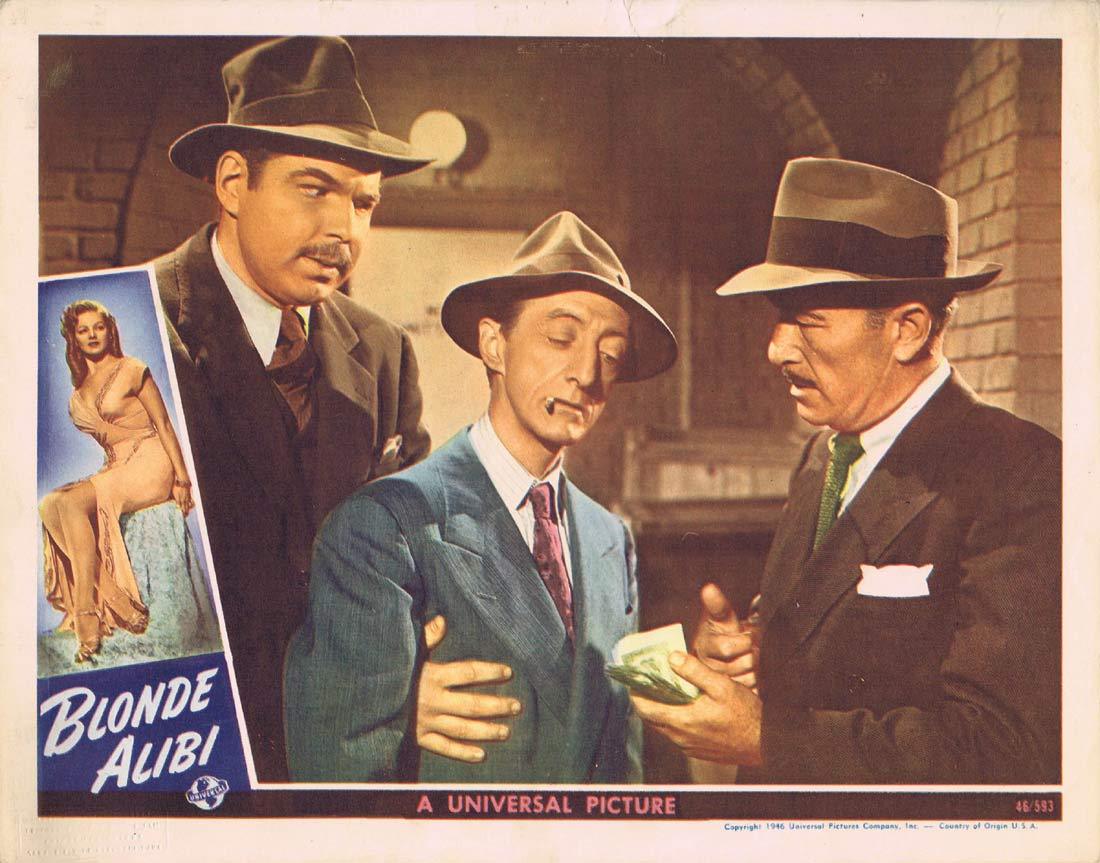 BLONDE ALIBI Original Lobby card 5 Tom Neal Film Noir 1946
