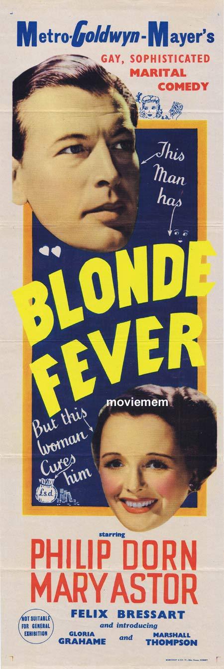 BLONDE FEVER Original Daybill Movie Poster Phillip Dorn Mary Astor