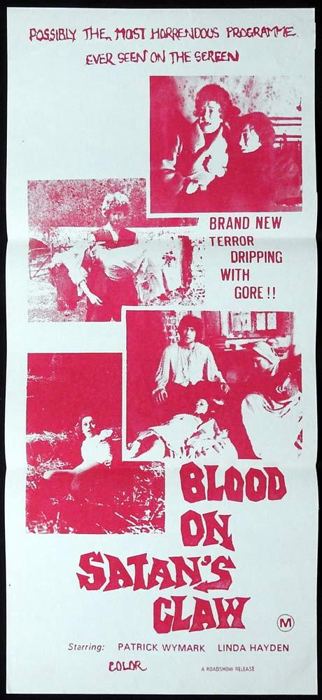BLOOD ON SATAN’S CLAW Original daybill Movie Poster Patrick Wymark Linda Hayden Horror