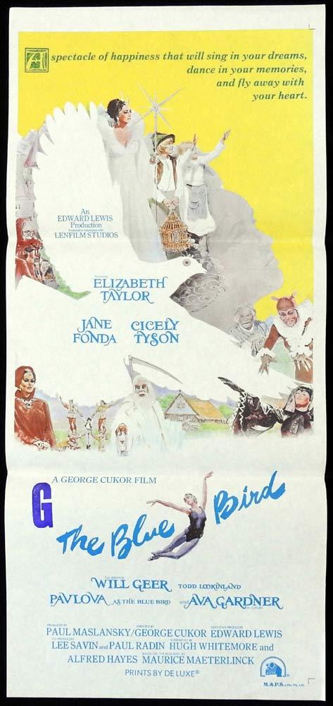 THE BLUE BIRD Daybill Movie poster 1976 Elizabeth Taylor AVA GARDNER