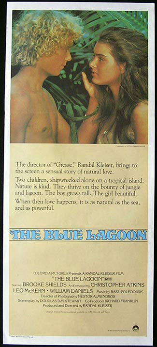 THE BLUE LAGOON Australian Daybill Movie Poster Brooke Shields