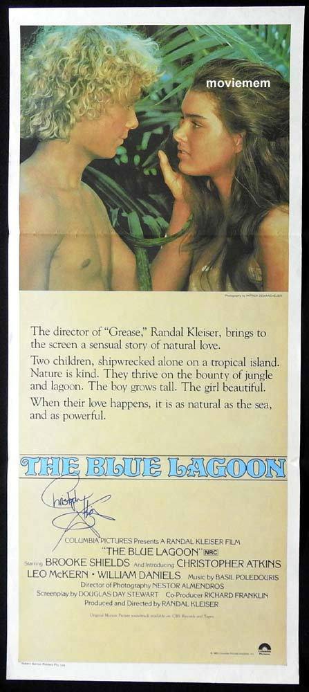 THE BLUE LAGOON Original Daybill Movie Poster Autograph Christopher Atkins