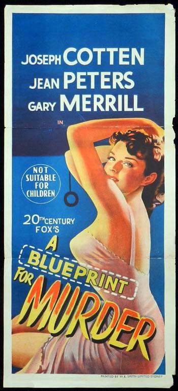 BLUEPRINT FOR MURDER 1953 Jean Peters FILM NOIR BAD GIRL Daybill Movie poster