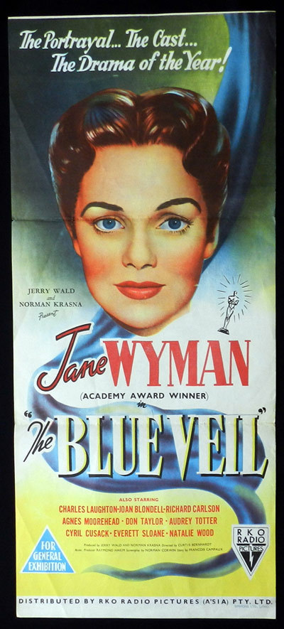 THE BLUE VEIL Jane Wyman RKO Australian Daybill Movie Poster