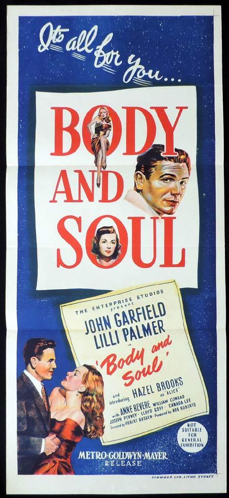 BODY AND SOUL Original Daybill Movie Poster John Garfield Lilli Palmer