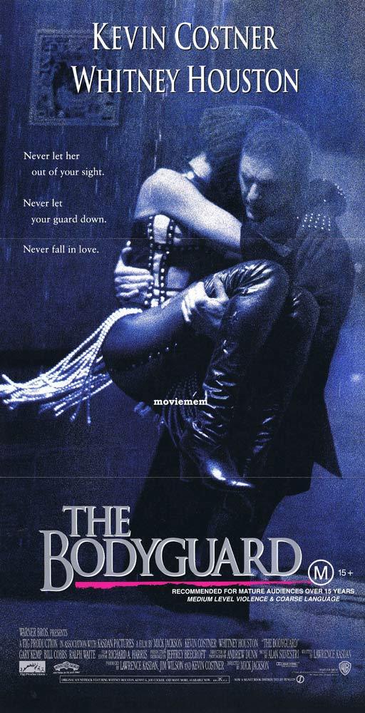 THE BODYGUARD daybill Movie Poster Whitney Houston Kevin Costner