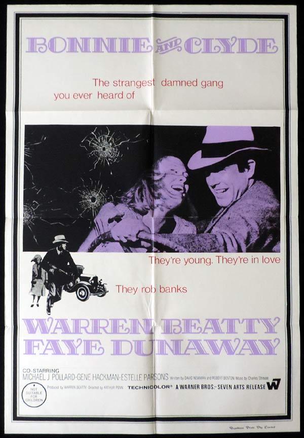 BONNIE AND CLYDE One Sheet Movie Poster Faye Dunaway Warren Beatty