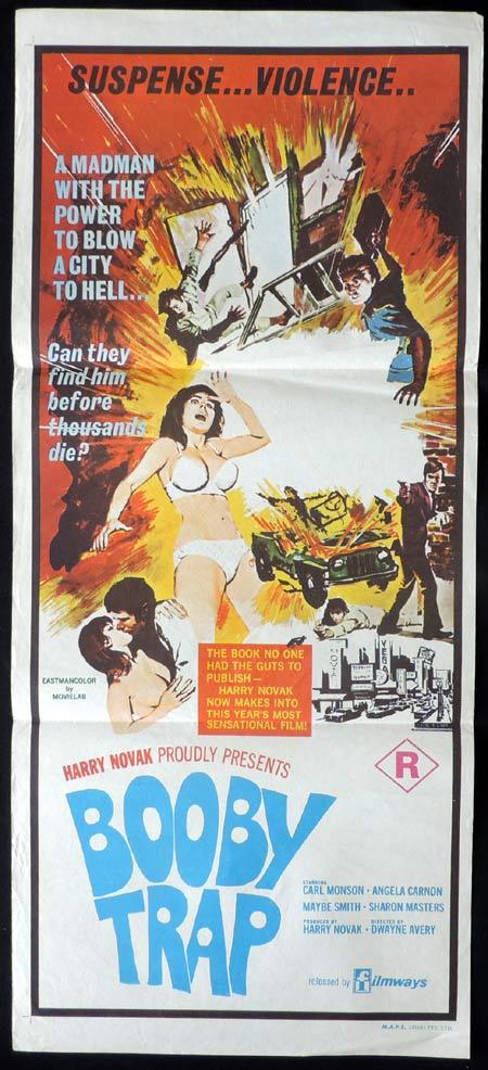 BOOBY TRAP Original daybill Movie Poster Harry Novak Sexploitation Hippies