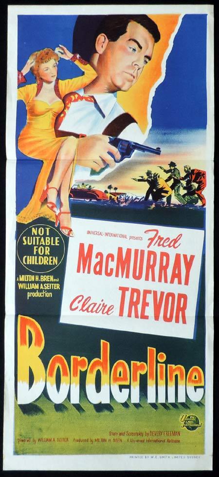 BORDERLINE Original Daybill Movie Poster Fred MacMurray Claire Trevor