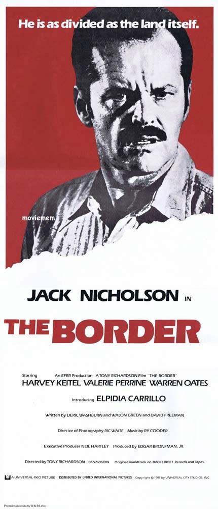 THE BORDER Daybill Movie poster Jack Nicholson Harvey Keitel Valerie Perrine