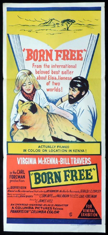 BORN FREE Original Daybill Movie Poster Virginia McKenna Bill Travers