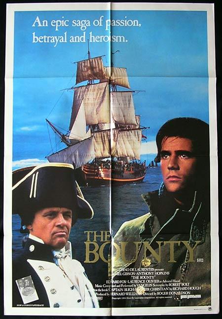 THE BOUNTY ’84 Mel Gibson Anthony Hopkins One Sheet movie poster