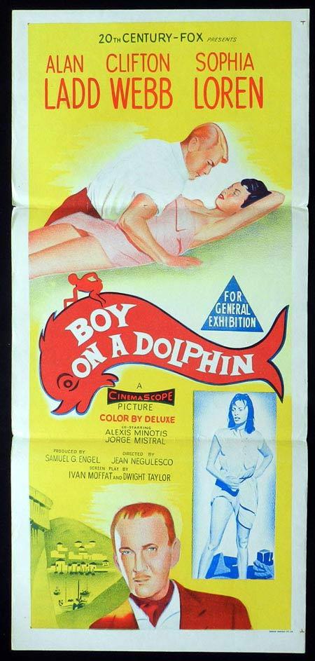 BOY ON A DOLPHIN Original Daybill Movie Poster Alan Ladd Sophia Loren