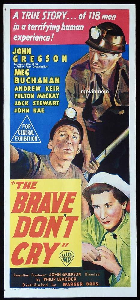 THE BRAVE DON’T CRY Original Daybill Movie Poster John Gregson Fulton MacKay