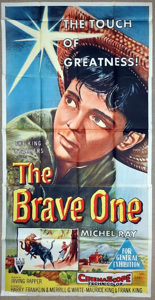 THE BRAVE ONE Original RKO 3 Sheet Movie Poster Michel Ray Bullfight