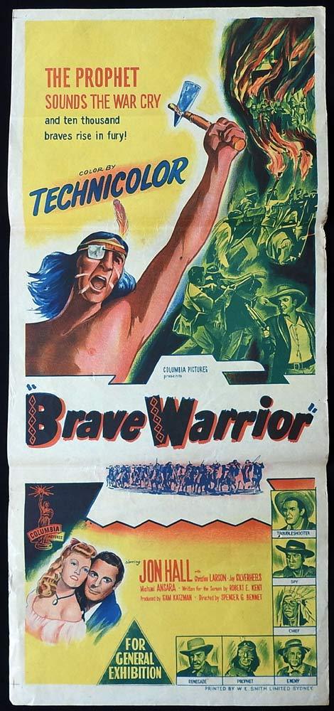 BRAVE WARRIOR Original Daybill Movie Poster Jon Hall 1952