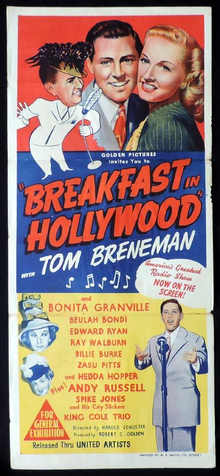 BREAKFAST IN HOLLYWOOD Original Daybill Movie Poster Bonita Granville Radio Show