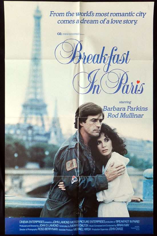 BREAKFAST IN PARIS One sheet Movie Poster 1982 Rod Mullinar Barbara Parkins