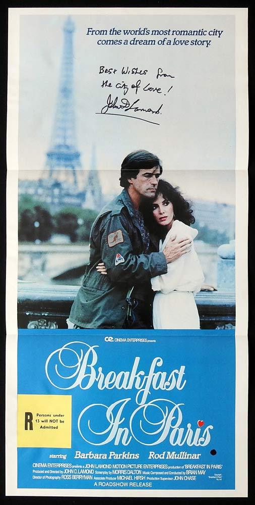 BREAKFAST IN PARIS Original Daybill Movie poster AUTOGRAPHED John Lamond