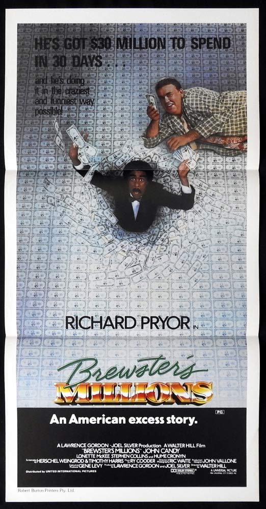 BREWSTERS MILLIONS Original Daybill Movie poster Richard Pryor John Candy