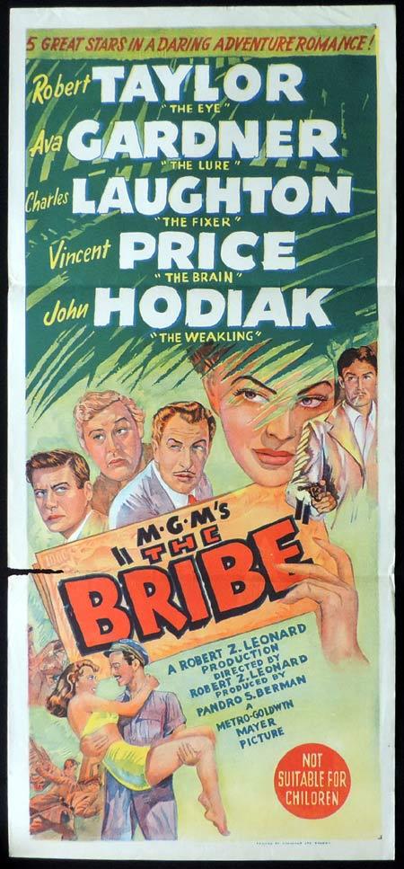 THE BRIBE Original Daybill Movie Poster Robert Taylor VIncent Price