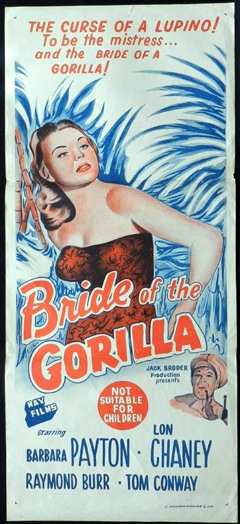 BRIDE OF THE GORILLA 1951 Vintage Daybill poster Voodoo Curse!