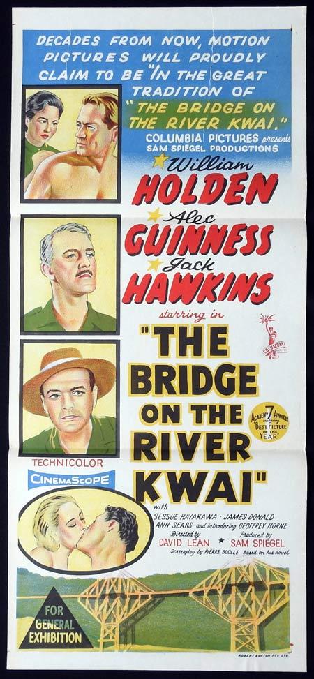 THE BRIDGE ON THE RIVER KWAI Original Daybill Movie Poster Alec Guinness Academy Awards release