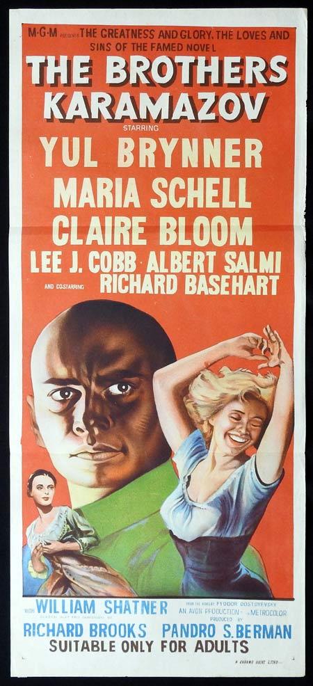 THE BROTHERS KARAMAZOV Original Daybill Movie Poster Yul Brynner Maria Schell Claire Bloom