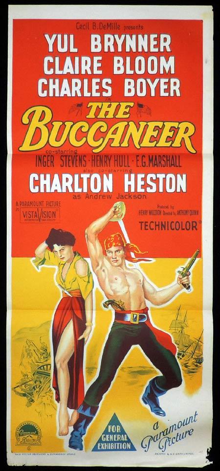 THE BUCCANEER Original Daybill Movie Poster Charlton Heston