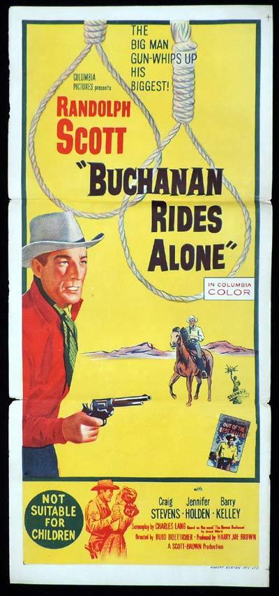 BUCHANAN RIDES ALONE Daybill Movie Poster Randolph Scott Western
