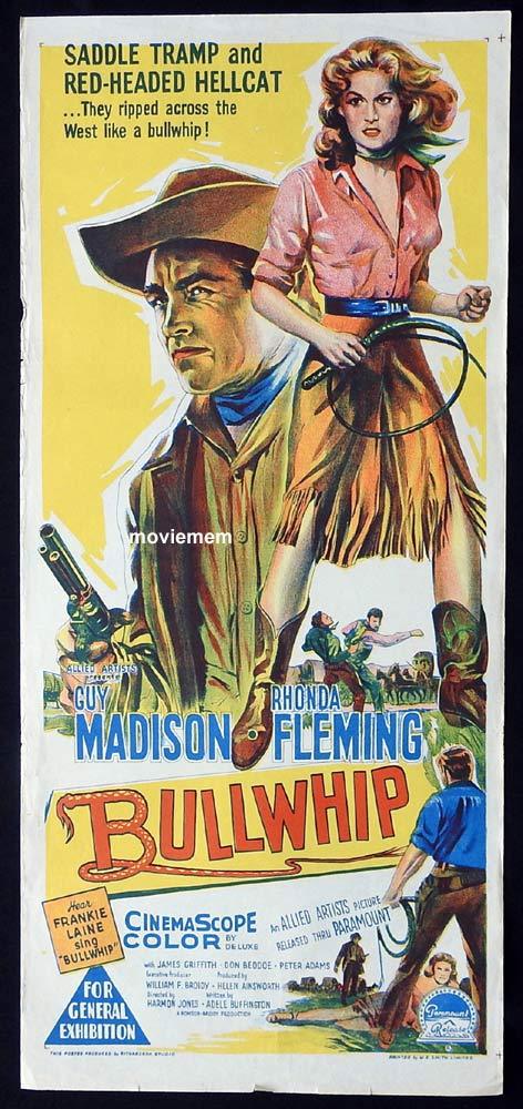 BULLWHIP Original Daybill Movie Poster Guy Madison Rhonda Fleming