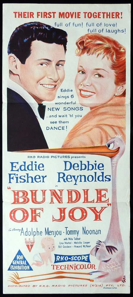 BUNDLE OF JOY Original Daybill Movie Poster Eddie Fisher Debbie Reynolds Adolphe Menjou
