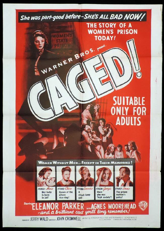 Caged Original One Sheet Movie Poster Eleanor Parker Womens Prison Agnes Moorehead Moviemem