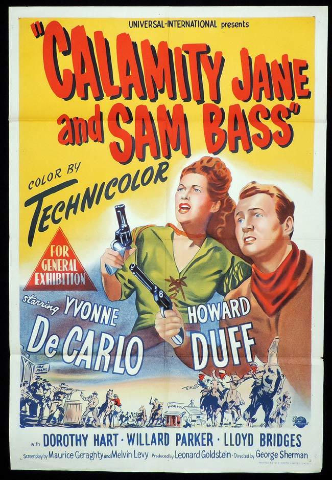 CALAMITY JANE AND SAM BASS Original One sheet Movie Poster Yvonne DeCarlo Howard Duff