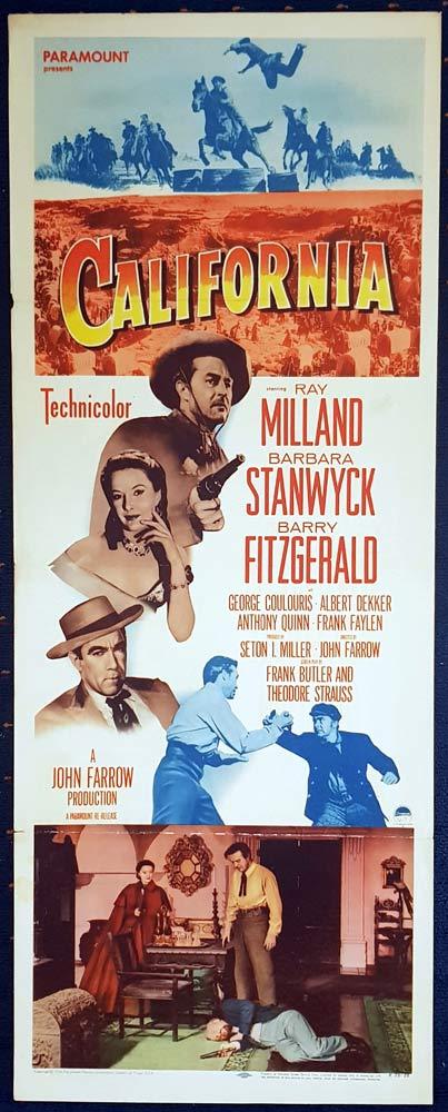 CALIFORNIA Original 1958r US Insert Movie Poster Ray Milland Barbara Stanwyck