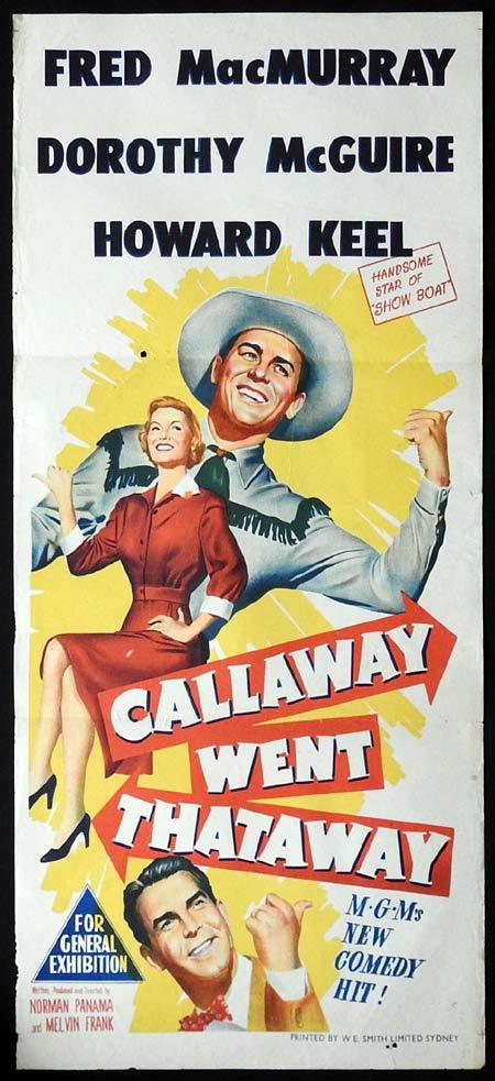 CALLAWAY WENT THATAWAY Original Daybill Movie poster Fred MacMurray Dorothy McGuire