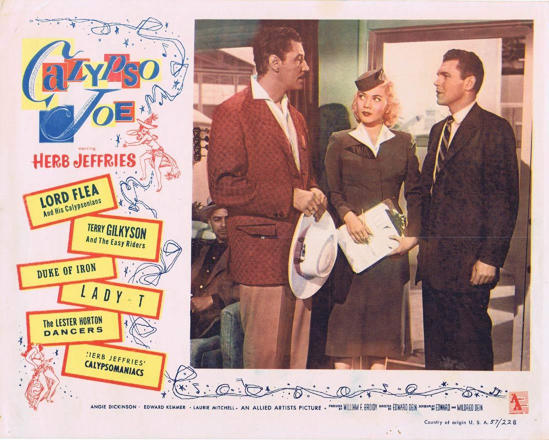 CALYPSO JOE Lobby Card 2 Herb Jeffries Angie Dickinson Flight Attendant