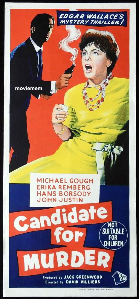 CANDIDATE FOR MURDER Original Daybill Movie Poster Michael Gough Edgar Wallace