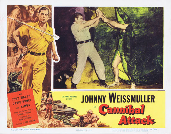 CANNIBAL ATTACK 1954 Lobby Card 5 Jungle Jim Johnny Weissmuller