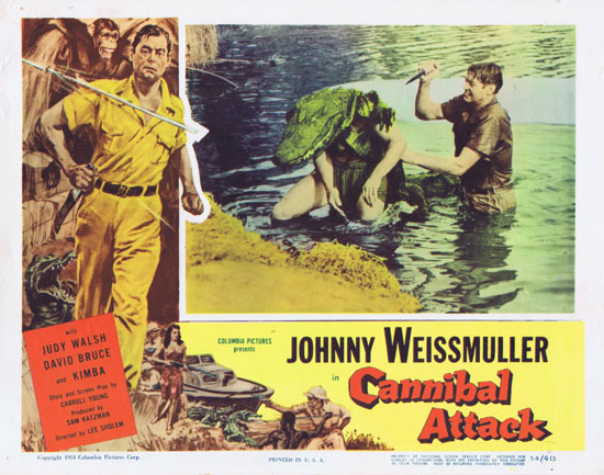 CANNIBAL ATTACK 1954 Lobby Card 6 Jungle Jim Johnny Weissmuller