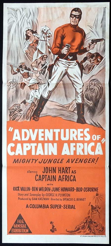 ADVENTURES OF CAPTAIN AFRICA Original Daybill Movie Poster John Hart Columbia Serial