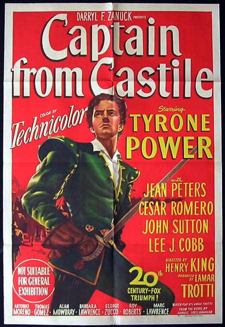 CAPTAIN FROM CASTILE One Sheet Movie poster Tyrone Power