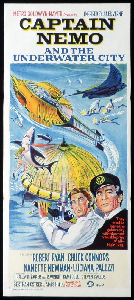 CAPTAIN NEMO AND THE UNDERWATER CITY Original daybill Movie poster Robert Ryan Sci FI
